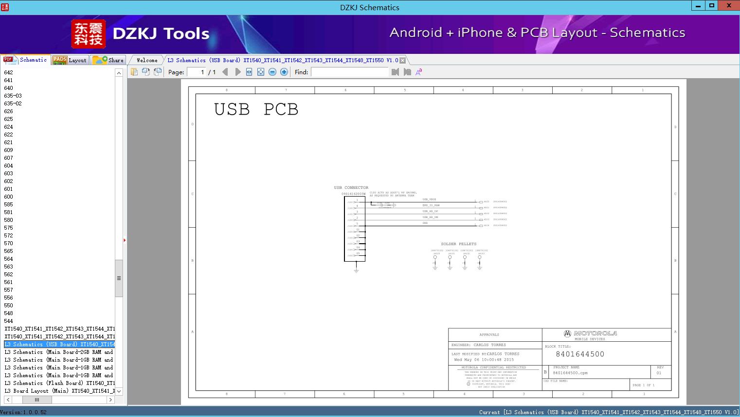 L3 Schematics (USB Board) XT1540_XT1541_XT1542_XT1543_XT1544_XT1548_XT1550 V1.0